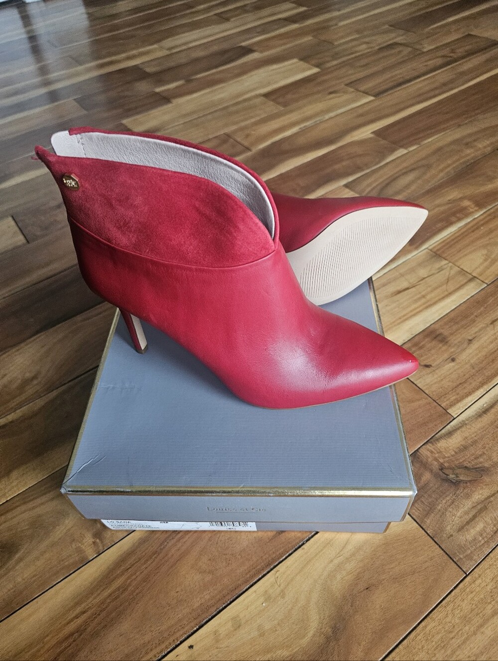 Louise et Cie Red Pointed Toe Stiletto Ankle Boots